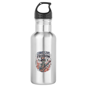 Bouteille D'eau Vive la Liberté T-shirt Rockeur Squelette Patrioti