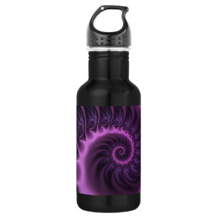 Bouteille D'eau Vivid Cool Abstrait rose violet Fractal Art Spiral