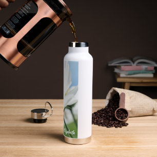 Bouteille D'eau Voeux avec marguerites blanches Personnalisé