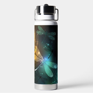 Bouteille D'eau Vol de libellule verte lumineuse