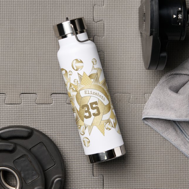 Bouteille D'eau volleybals et étoiles d'or croustillants (Avant)