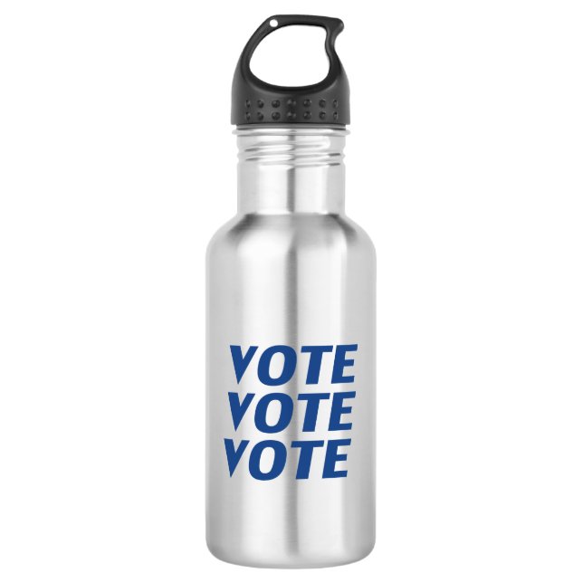 Bouteille D'eau "vote vote" lettres bleues (Devant)