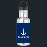 Bouteille D'eau Votre nom de bateau Ancre Bleu<br><div class="desc">Nom du bateau Ancre Bouteille d'eau bleue</div>