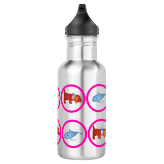 Bouteille D'eau Water Bottle - Circles with Whale and Dog