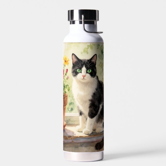 Bouteille D'eau Watercolor Cat and Flower Themed  (Gauche)