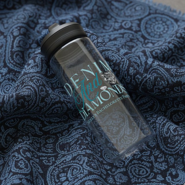 Bouteille D'eau Western Denim et Diamants Enterrement de Vie de Je (Western Denim and Diamonds Bachelorette Water Bottle)