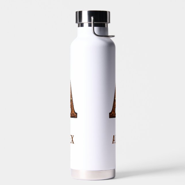 Bouteille d'eau Western Monogram en Cuir Gravé A (Gauche)