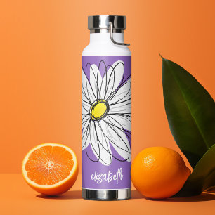 Bouteille D'eau Whimsical Daisy - orchidée - nom de script tendanc
