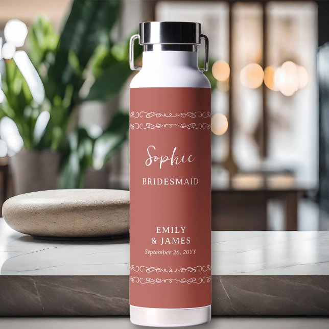 Bouteille D'eau Whimsical Heart Doodt N'importe quelle fête de mar (Wedding party gift - customize to any color or for anyone in your wedding party)