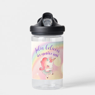 Bouteille D'eau Whimsical Pastel Croire En Unicorns 1er Anniversai