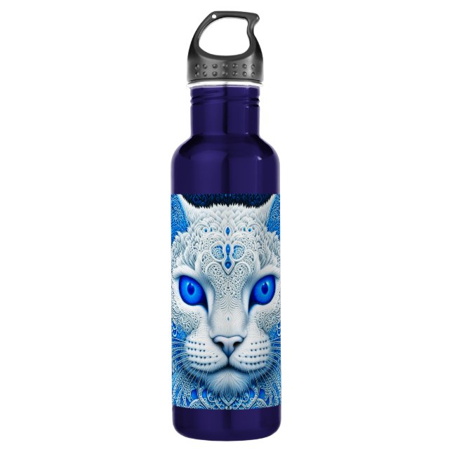 Bouteille D'eau White Mystical Cat Ethereal AI Art (Devant)