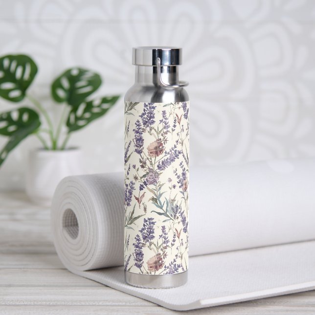 Bouteille D'eau Wildflower Lavender Boho Botanical Floral (Yoga (pivoté))
