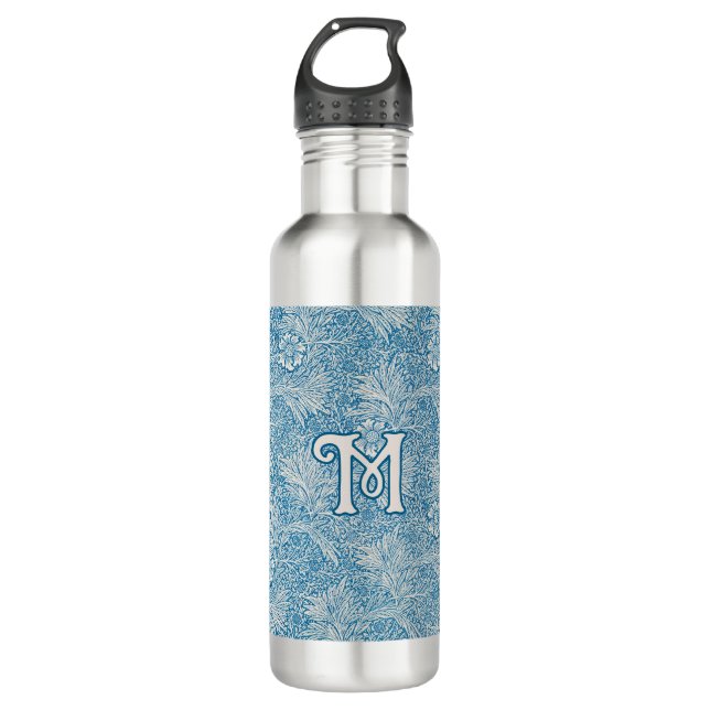 Bouteille D'eau William Morris Blue Marigold Monogramme (Devant)