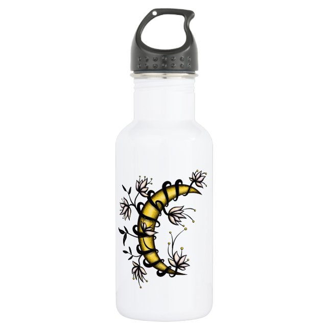 Bouteille D'eau Witch Moon Floral Wiccan Pagan (Devant)