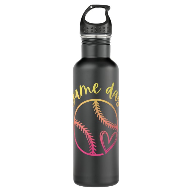 Bouteille D'eau Women's or Girls Softball Game Day Cute Heart Love (Devant)