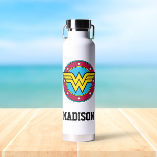 Bouteille D'eau Wonder Woman   Cercle   Ajouter Votre Nom