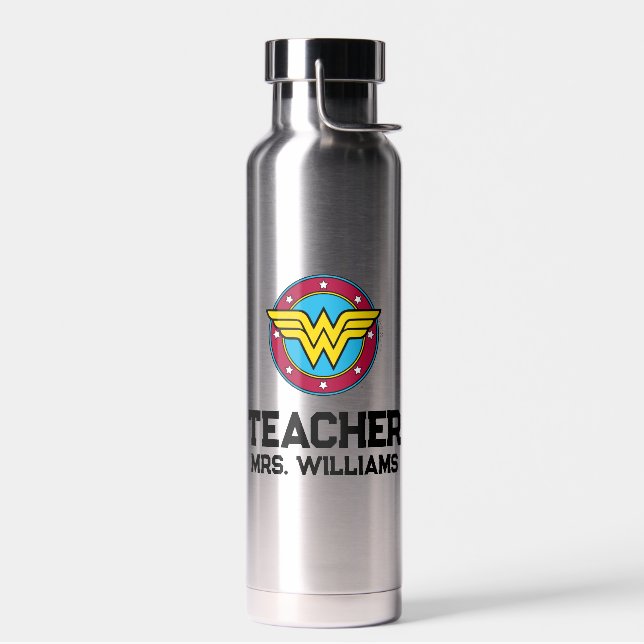Bouteille D'eau Wonder Woman | Logo Cercle & Etoiles (Gauche)