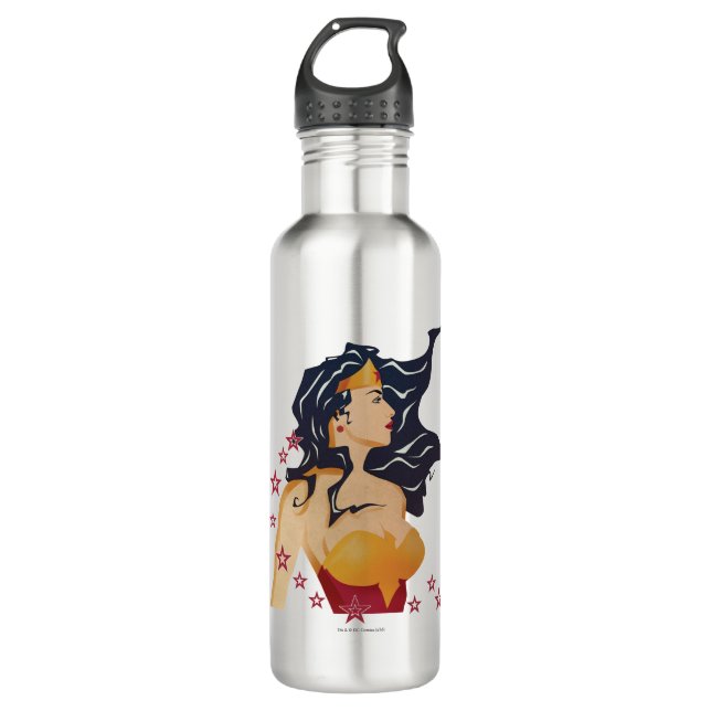 Bouteille D'eau Wonder Woman Profil rétrospectif Sunburst (Devant)
