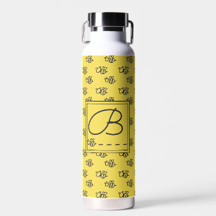 Bouteille D'eau Yellow Summer Bees Monogramme Motif