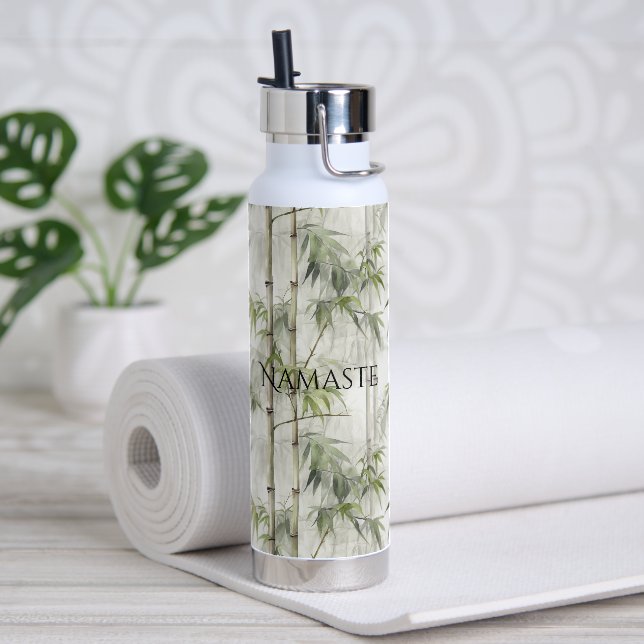 Bouteille D'eau Yoga de pleine conscience en bambou vert (Yoga)
