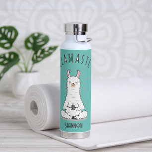 Bouteille D'eau Yoga Llama - Llamaste Pun Monogramme Nom