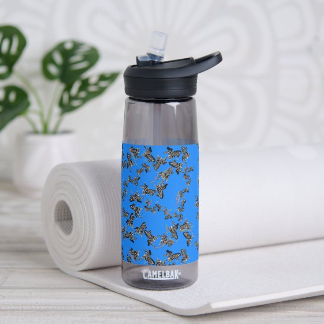 Bouteille D'eau Zèbre bleu sauvage moderne (Yoga (pivotée))