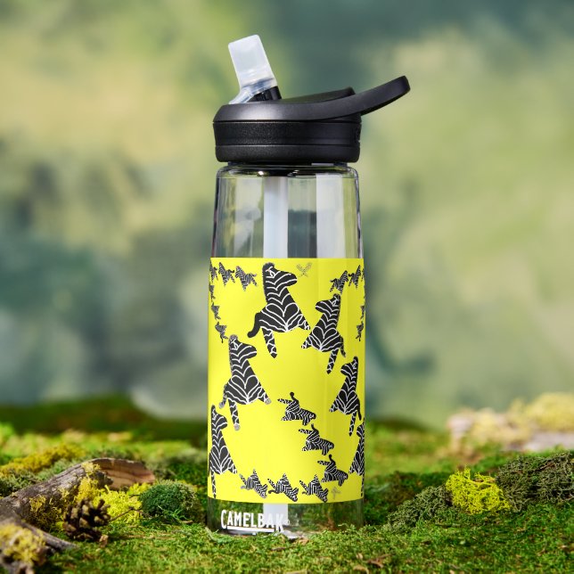 Bouteille D'eau Zèbre jaune sauvage moderne (En extérieur (pivotée))
