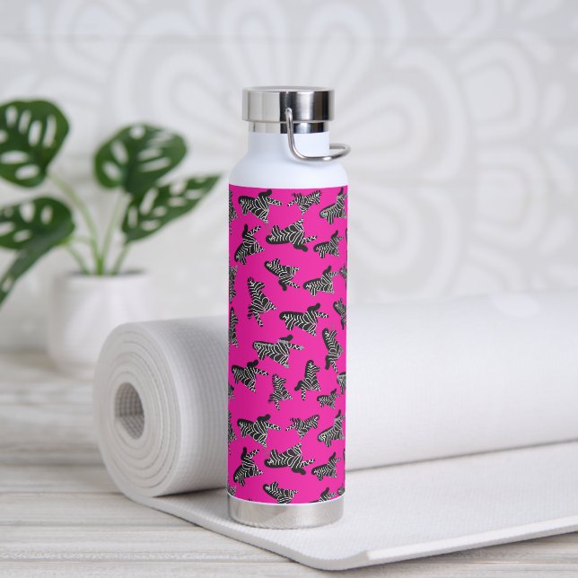 Bouteille D'eau Zèbre rose sauvage moderne (Yoga (pivoté))