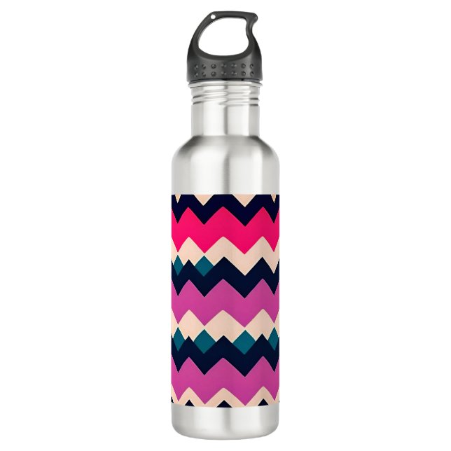 Bouteille D'eau Zigzag Chevron Design Motif coloré (Devant)