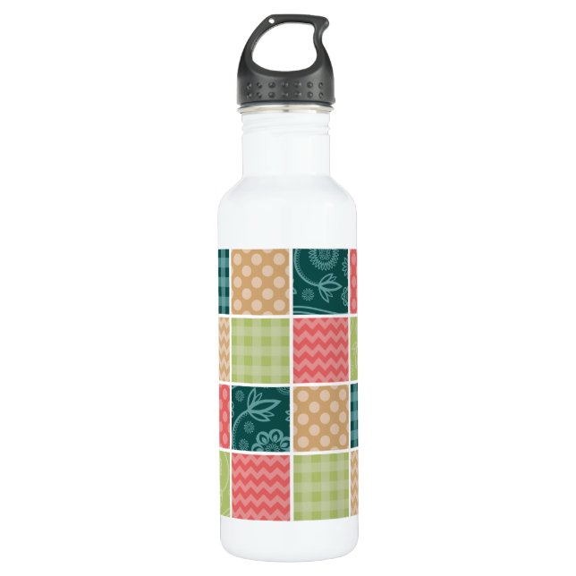 Bouteille D'eau Zigzag, Chevron, En vichy, Pois, Patchwork (Devant)