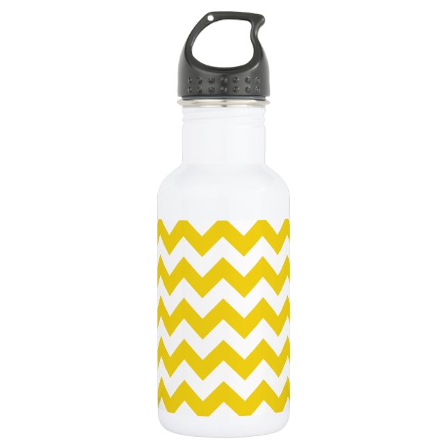 Bouteille D'eau Zigzag jaune, Chevron jaune, Motif géométrique (Devant)