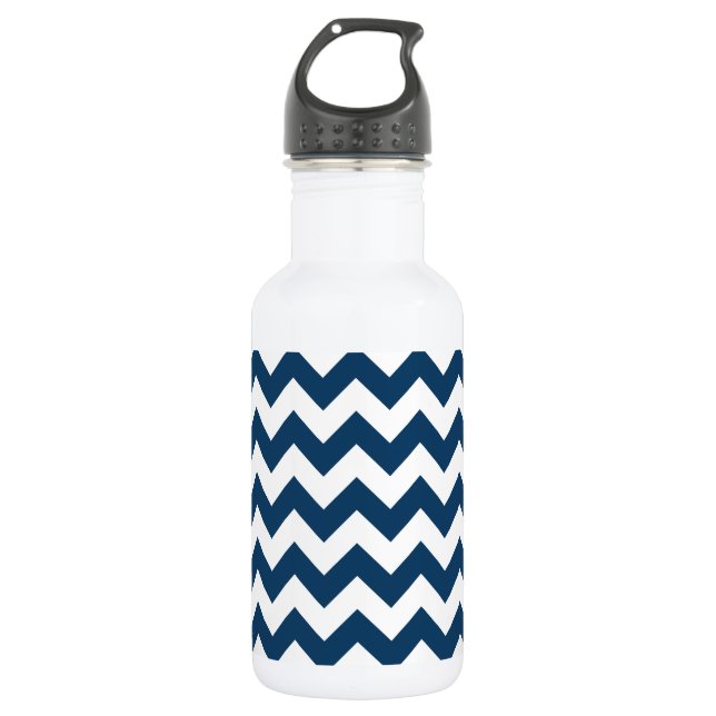 Bouteille D'eau Zigzag Navy, Chevron Navy, Motif Géométrique (Devant)