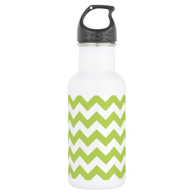 Bouteille D'eau Zigzag Vert, Chevron Vert, Motif Géométrique (Devant)