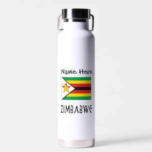 Bouteille D'eau Zimbabwe et Zimbabwe Drapeau Noir Personnalisation