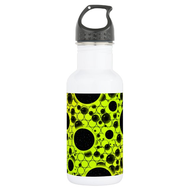 Bouteille D'eau Zones de bulles spatiales - Chaux/Jaune (Devant)