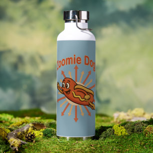 Bouteille D'eau Zoomie Chien volant Hot Dog Cartoon - Fun Retro