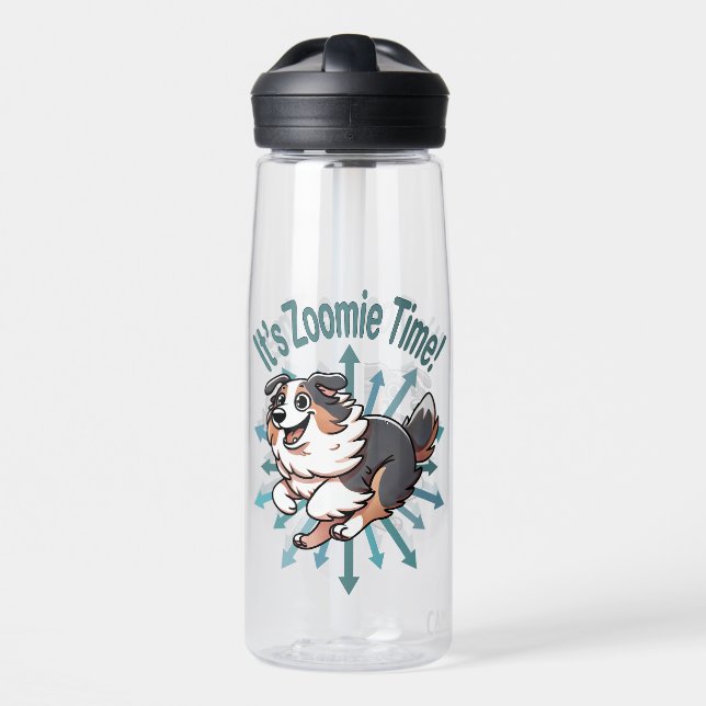 Bouteille D'eau Zoomie Time Australian Shepherd (Avant)