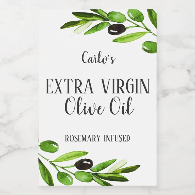 Bouteille d'huile d'olive extra vierge Étiquette d (Étiquettes simples)