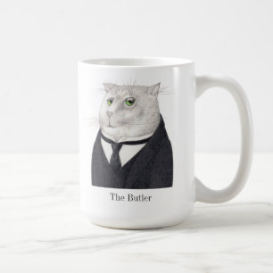 BOUTEILLE EN CHAT Tall White Mug + Texte