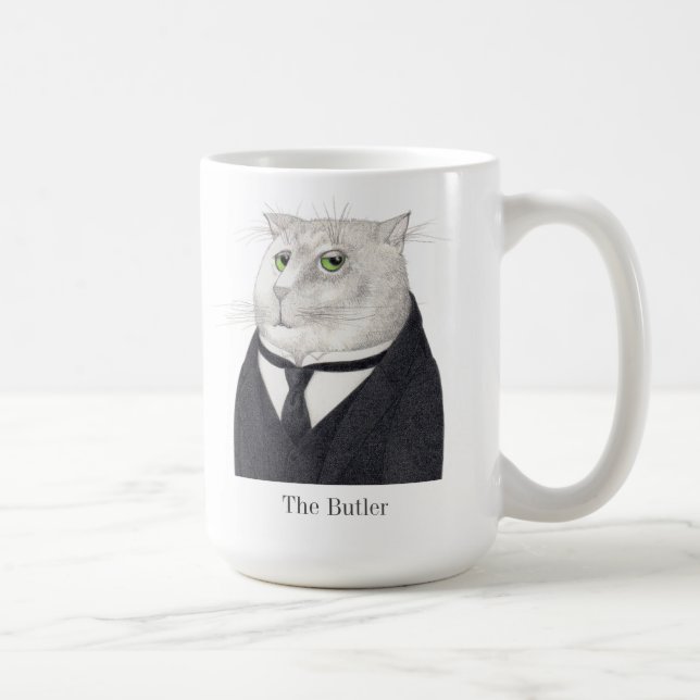 BOUTEILLE EN CHAT Tall White Mug + Texte (Droite)