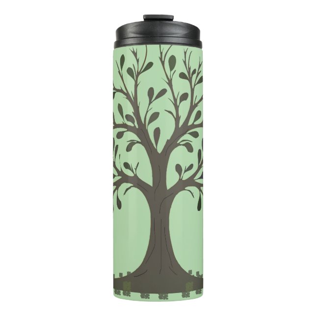🌳 Bouteille Isotherme Arbre de Vie Vert Pâle (Devant)