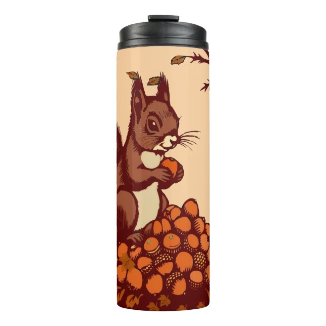 🐿️ Bouteille Isotherme Écureuil d'Automne  (Devant)