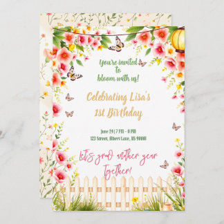 Bouteille Jardin Tea Party Anniversaire Invitation