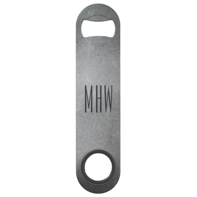 Bouteille monogramme personnalisé Metal Look (Devant)