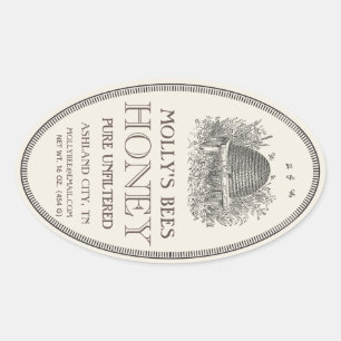 Bouteille Ovale Vintage au miel avec Étiquette fro
