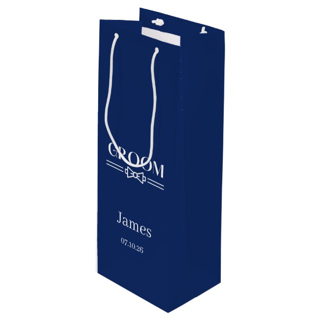 Bouteille Sac Cadeau pour le Marié de Mariage (Devant Angle)