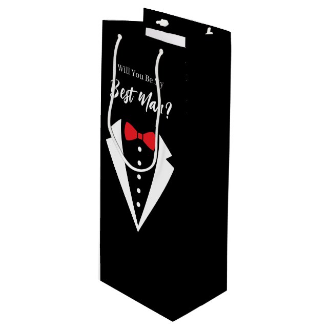 Bouteille Sac cadeau pour témoin de mariage (Devant Angle)
