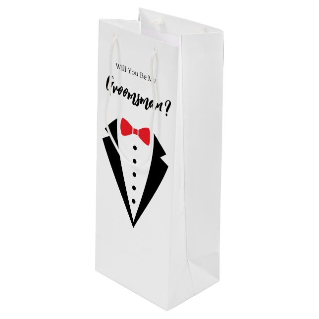 Bouteille Sac de cadeau pour garçon d'honneur de mariage (Devant Angle)