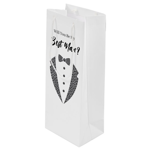 Bouteille Sac de cadeau pour témoin de mariage (Devant Angle)
