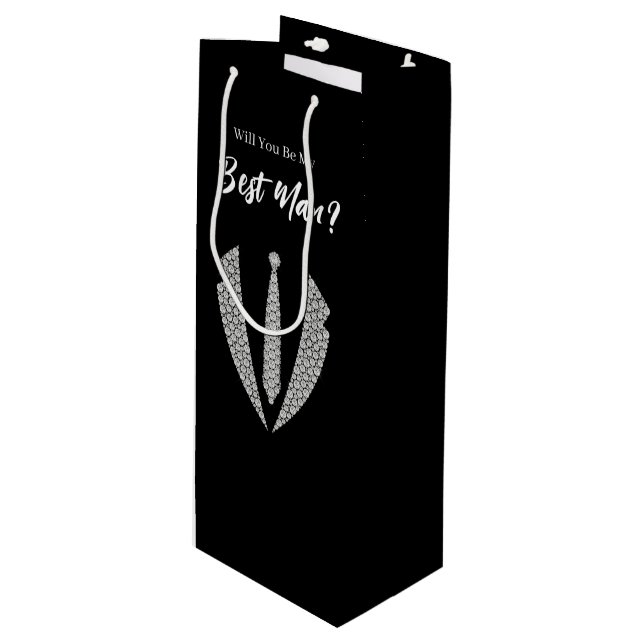 Bouteille Sac de cadeau pour témoin de mariage (Devant Angle)